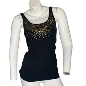 VS Tee Shop Small gold sequin scoop neck black tank